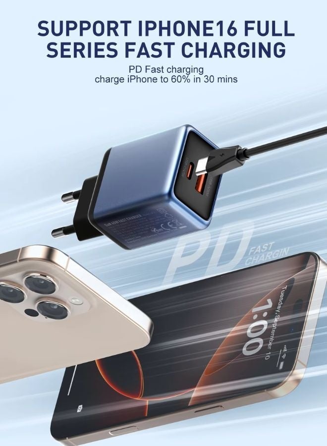 LDNIO محول شحن فائق السرعة 45 واط GaN Q12 - شاحن مزدوج USB-C و USB-A مع شريحة ذكية، حماية من الحرارة لأجهزة iPhone و Samsung Galaxy - Image 3